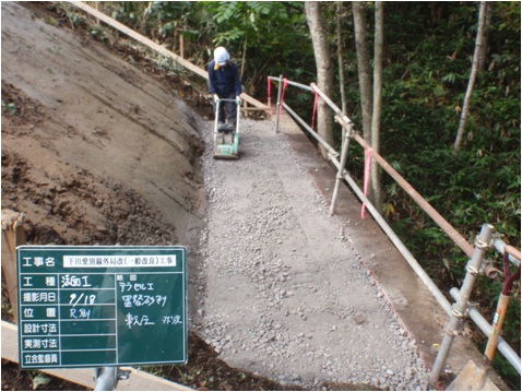 02.基礎砂利転圧状況